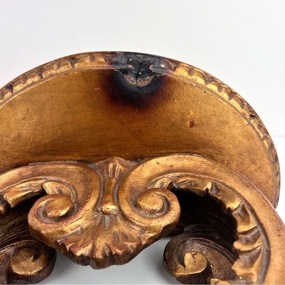 PAIR OF GILT WOOD WALL SHELVES BRACKETS ITALIAN FLORENTINE ROCOCO GOLD GILT - Picture 9 of 16